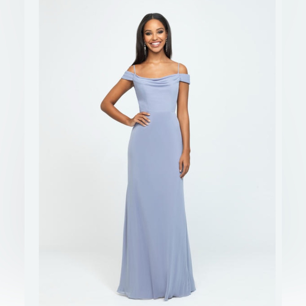 Elegant Off-Shoulder Smoke Grey Gown